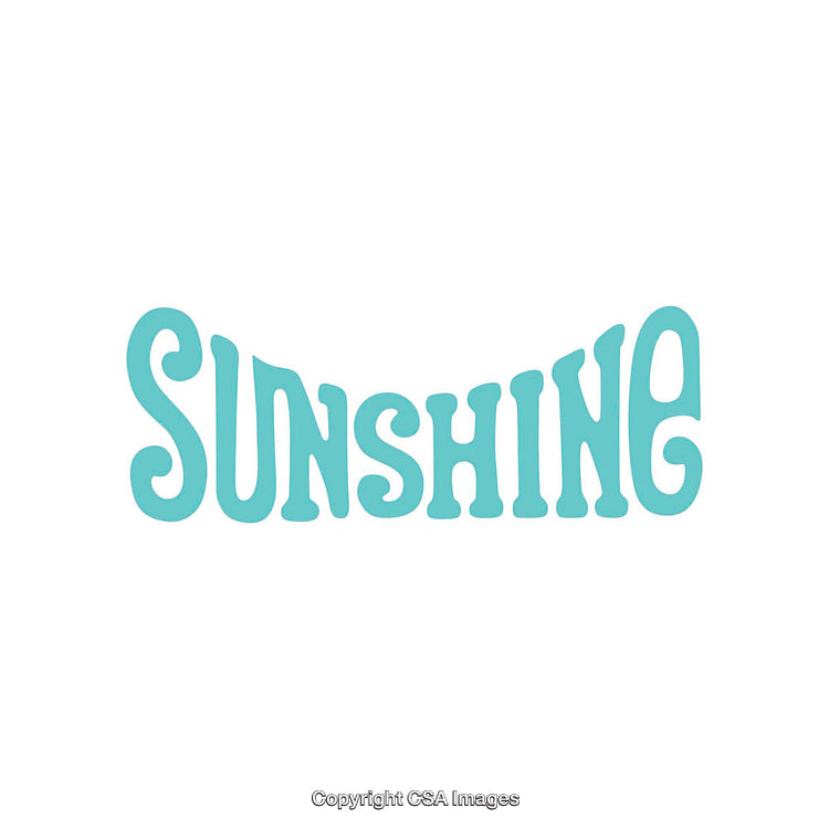 Retro Typography Decor Featuring the Word Sunshine in Vibrant Blue Text