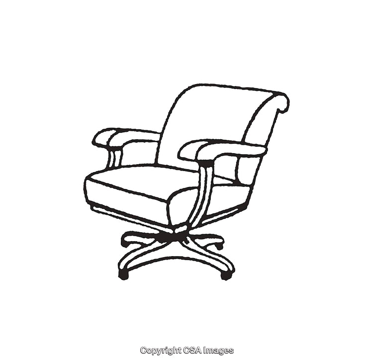 Detailed Drawing of a Classic Office Chair in Black and White