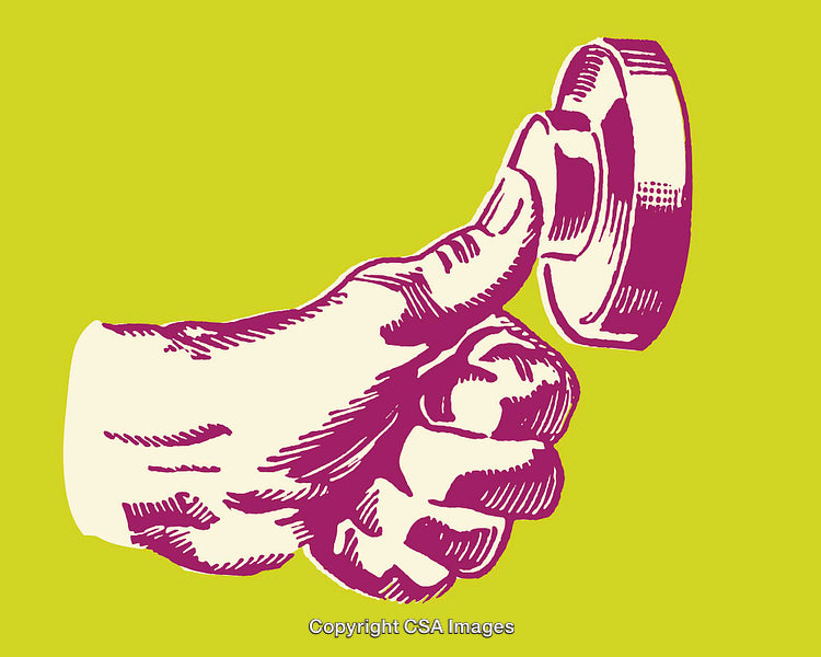 Line Art of Hand Turning a Knob on Yellow Background