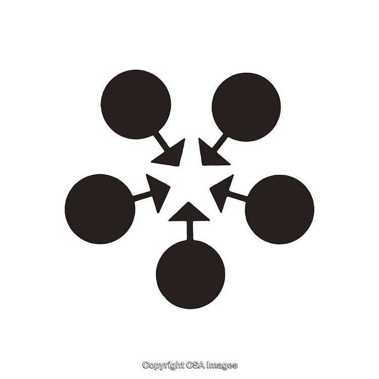 Abstract Black Circular Arrows and Dots Symbol Isolated on White Background