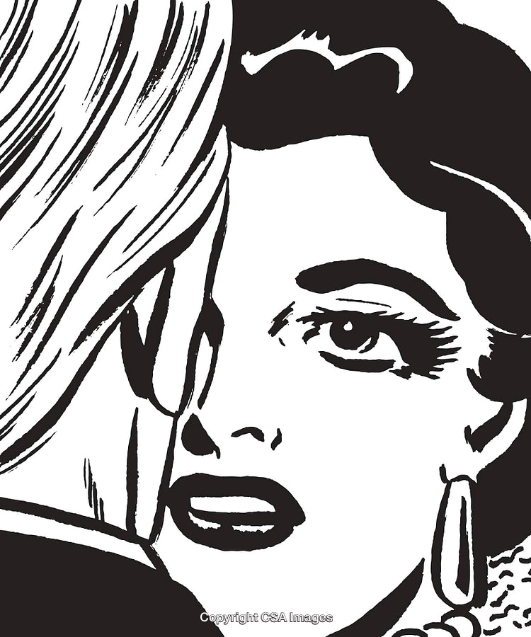 Stylized Retro Illustration of a Woman's Face With Bold Lines