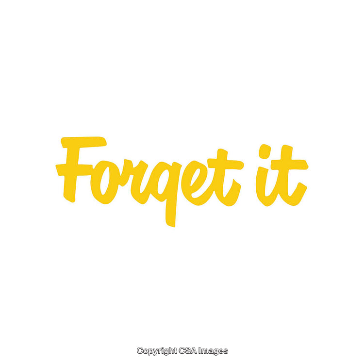 Creative Yellow Handwritten 'Forget It' Text on White Background