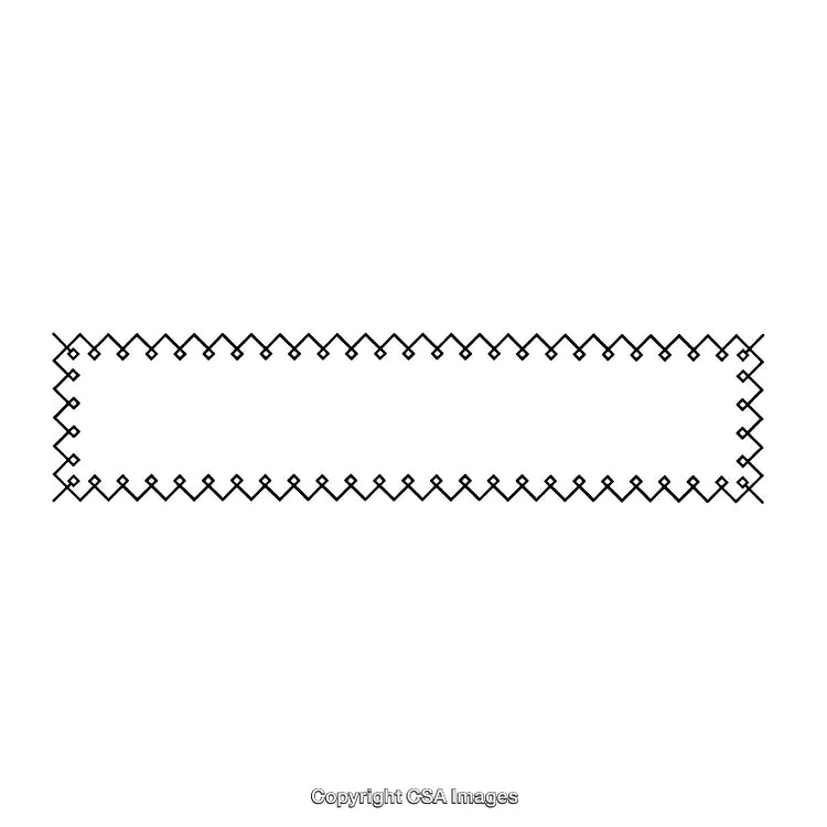 Black and White Rectangular Abstract Border with Diamond Pattern Edge