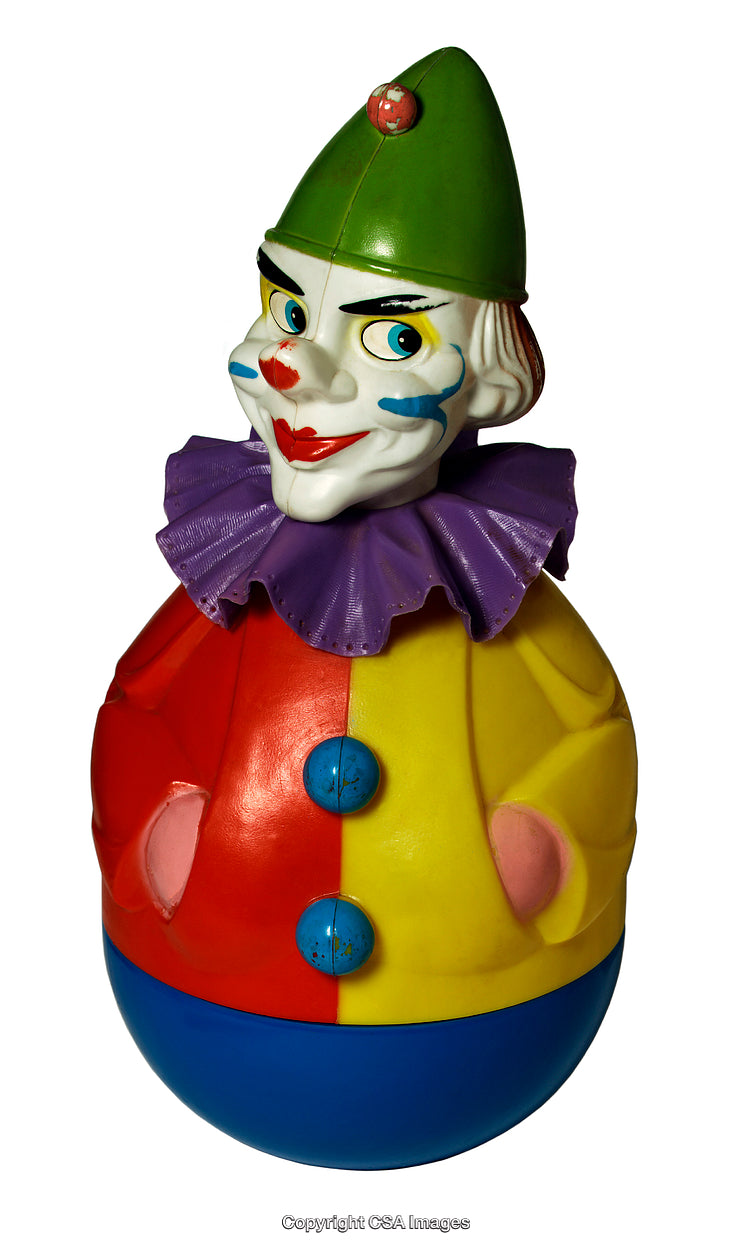 Colorful Clown Toy Displayed Against White Background