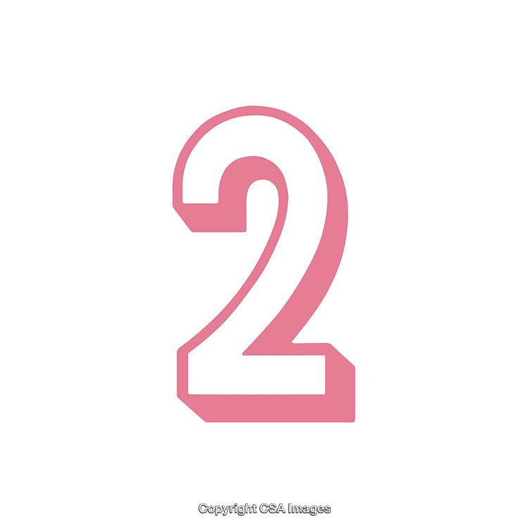 Pink Stylized Number Two Isolated on White Background
