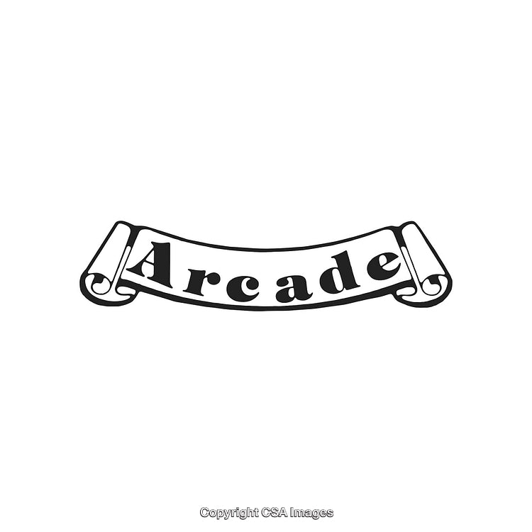 Retro Vintage Arcade Scroll Banner with Decorative Font