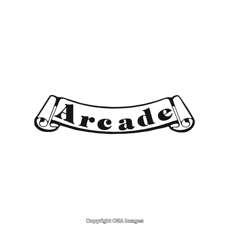 Retro Vintage Arcade Scroll Banner with Decorative Font