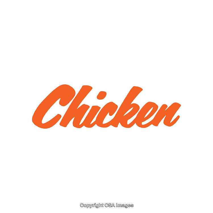 Stylized Orange Typography Displaying the Word Chicken on White Background