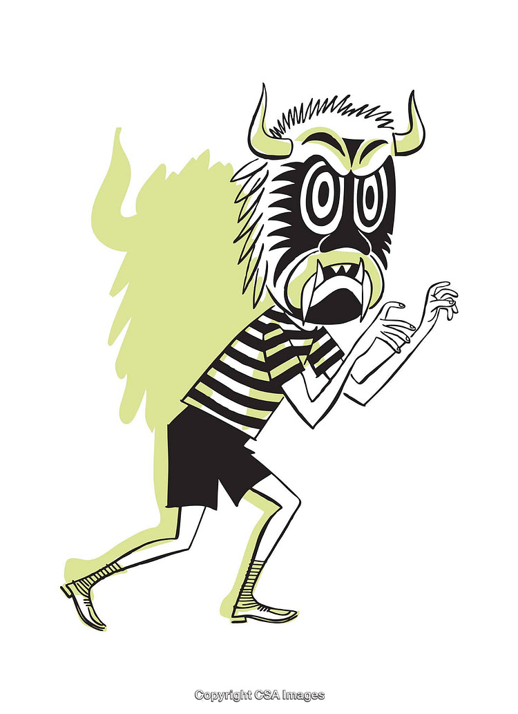 Quirky Illustration of a Masked Character in a Lively Cartoon Style