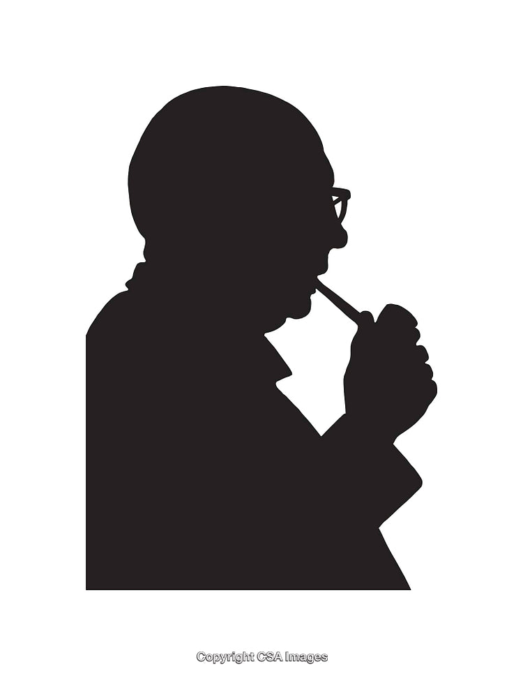 Silhouette of a Person Pondering with a Pipe in Hand