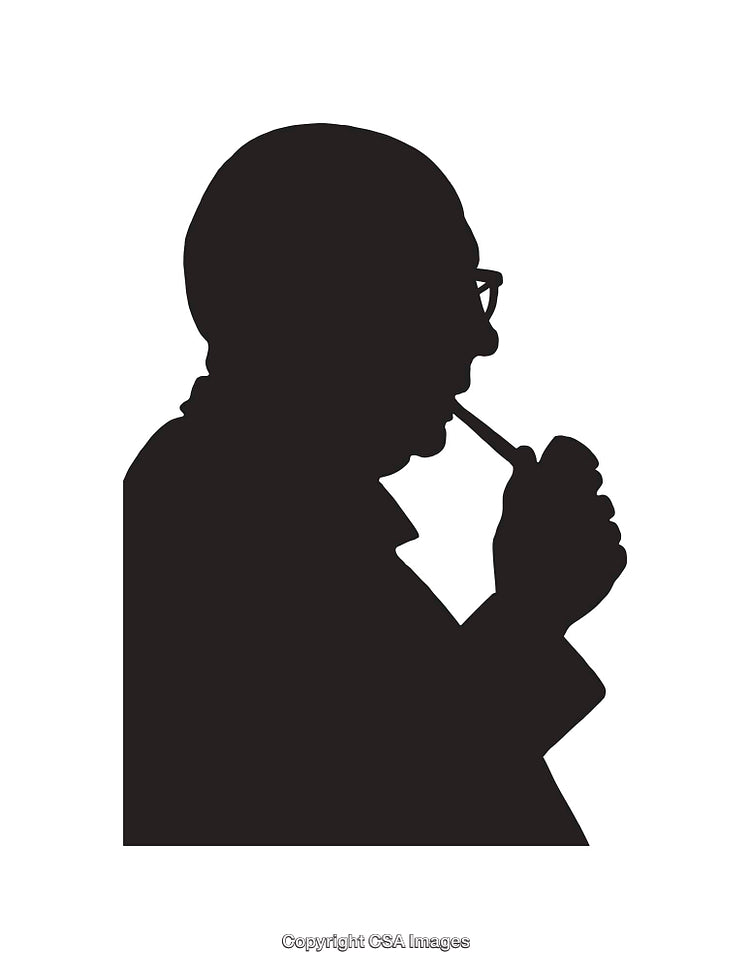 Silhouette of a Person Pondering with a Pipe in Hand