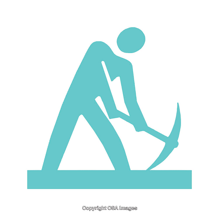 Silhouette Icon of a Worker with a Pickaxe in Minimalist Design