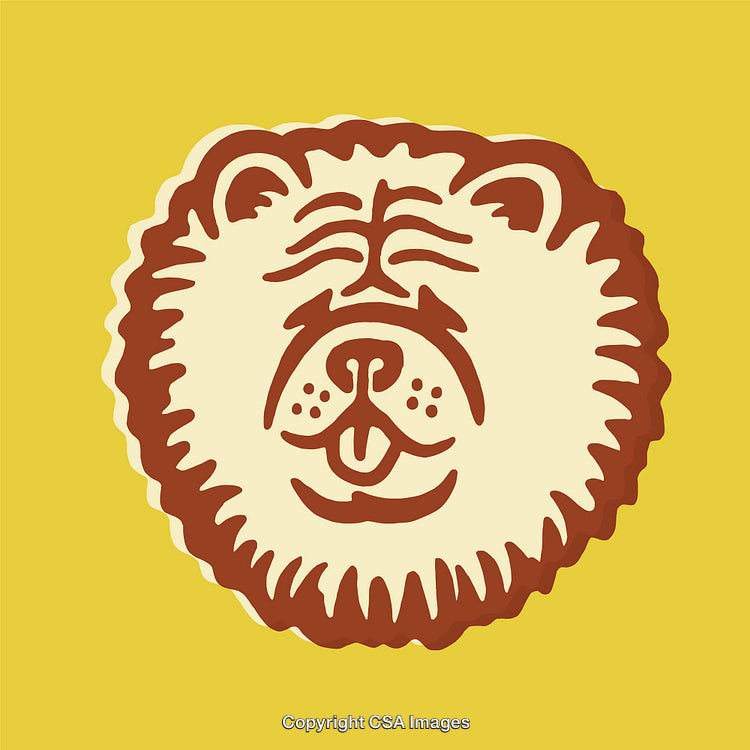 Stylish Line Art Illustration of a Happy Dog Against Yellow Backdrop