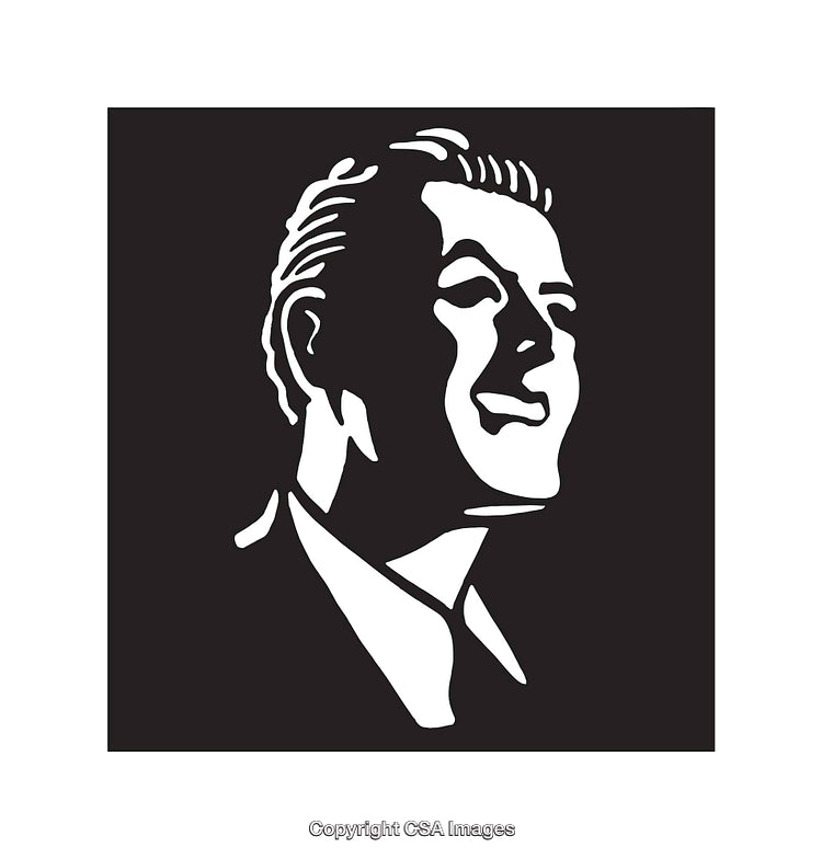 Black and White Portrait Line Art of Smiling Man