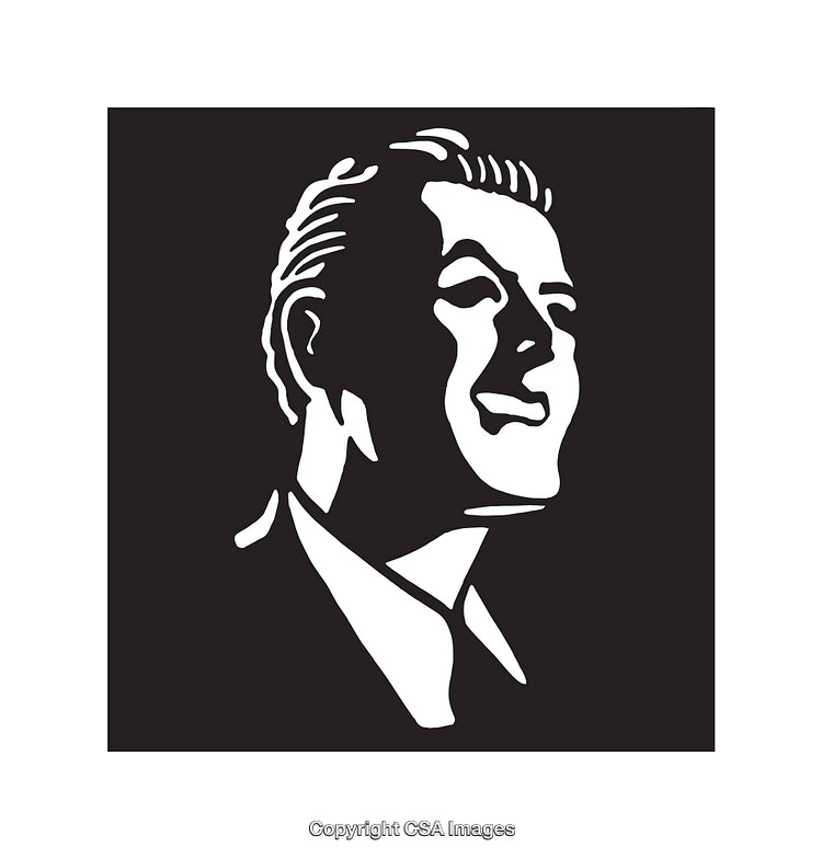 Black and White Portrait Line Art of Smiling Man