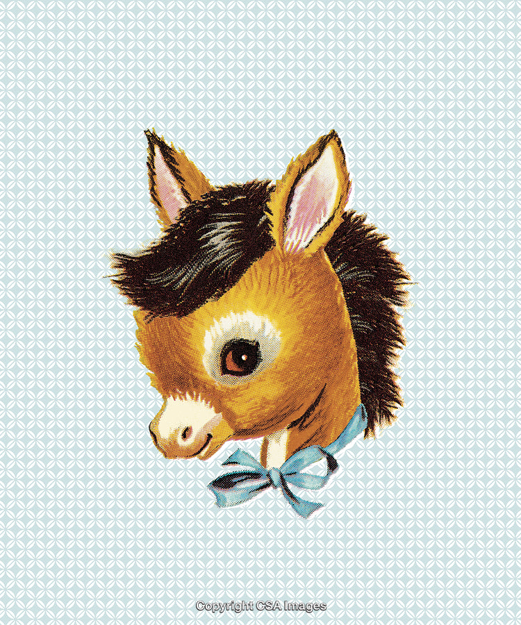 Vintage Artwork of a Cute Donkey Illustration with Decorative Background