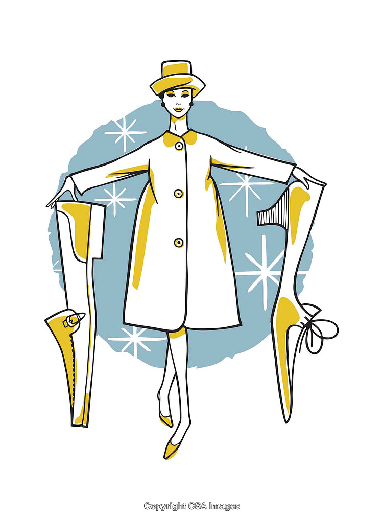 Retro Fashion Illustration of Woman With Stylish Boots and Coat