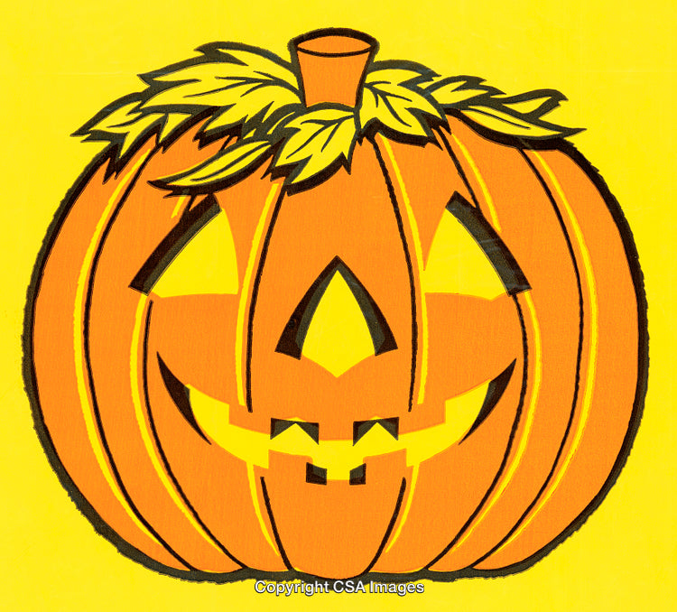 Festive Jack-O'-Lantern Illustration with Bright Yellow Background for Halloween