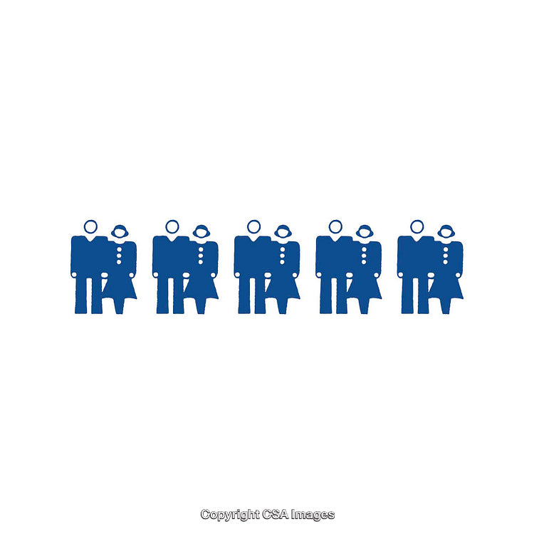 Blue Icon Graphic Depicting Couples in Simple Silhouette Style on White