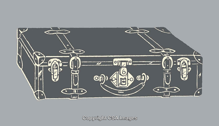 Vintage Style Line Art of a Classic Leather Trunk Chest