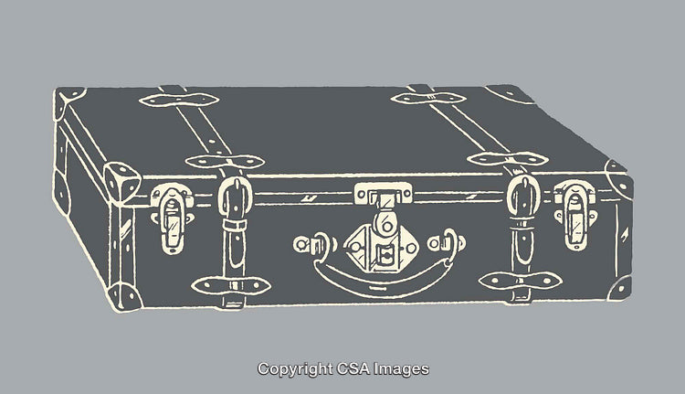 Vintage Style Line Art of a Classic Leather Trunk Chest