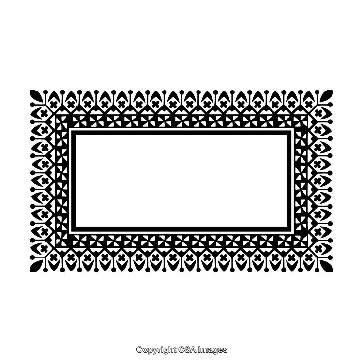 Ornate Rectangular Black and White Decorative Border Design