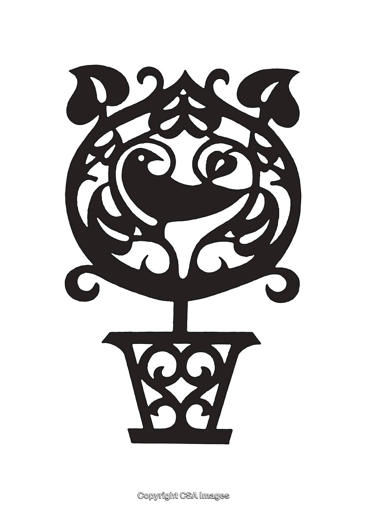 Intricate Black and White Line Art Illustration of a Stylized Plant