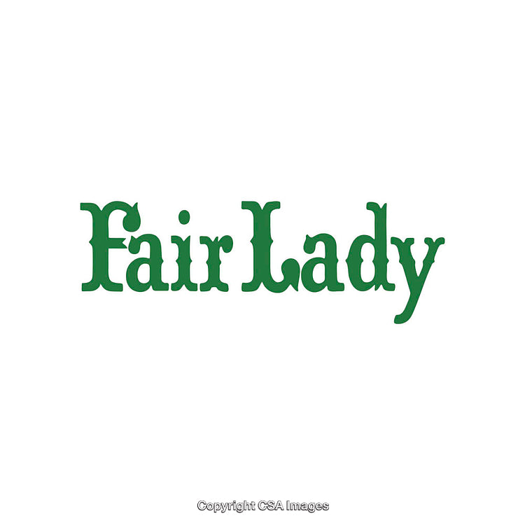 Classic Green Typography Depicting 'Fair Lady' on a Clean White Background