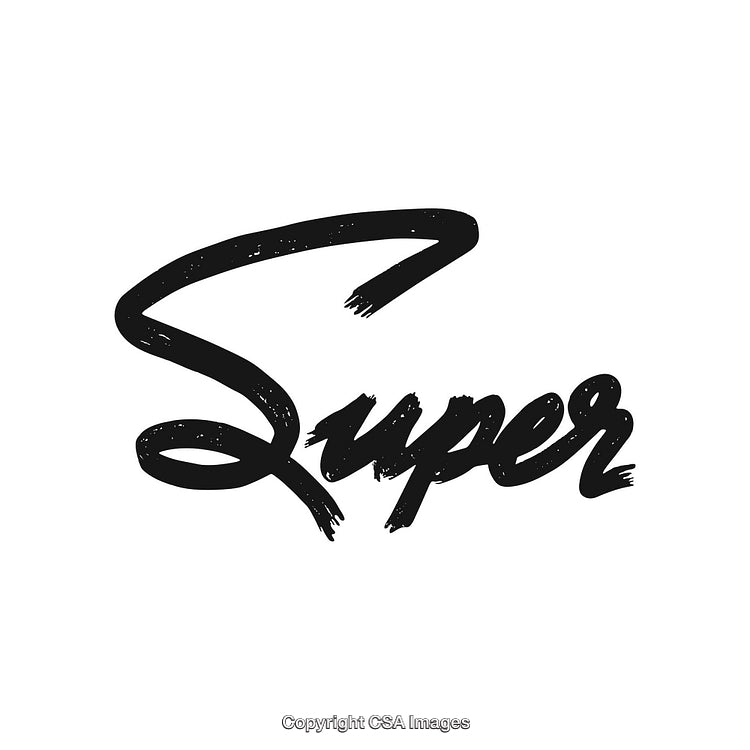 Bold Handwritten Super Typography Design with Black Ink Texture on White