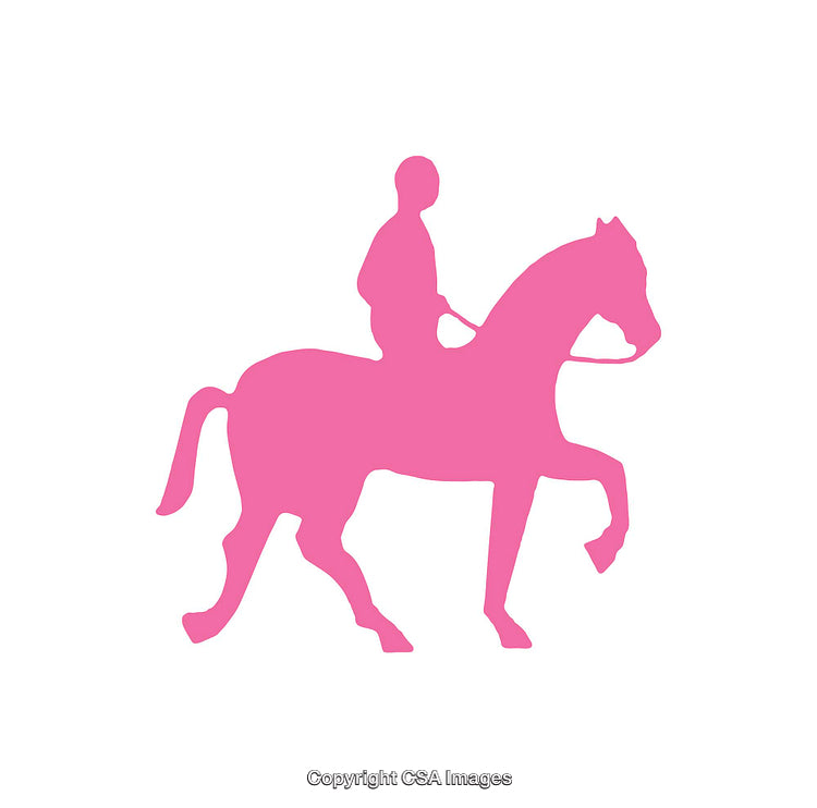 Stylized Pink Silhouette of a Horse Rider in Motion