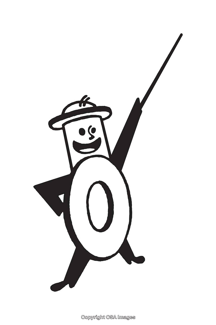 Charming Black and White Line Art Character Illustration