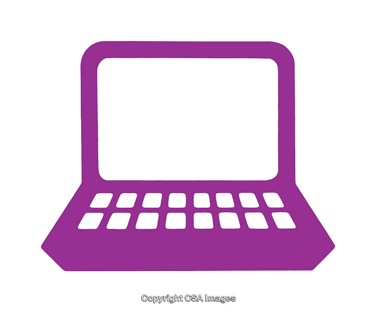 Purple Computer Icon Image of a Laptop Clipart Symbol On White Background