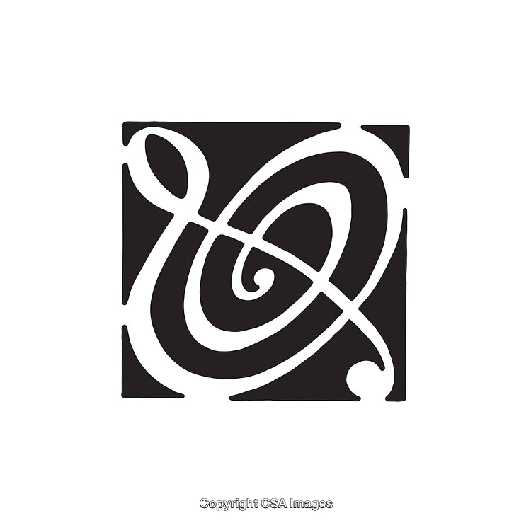 Stylized Black and White Line Art with Abstract Curves and Shapes