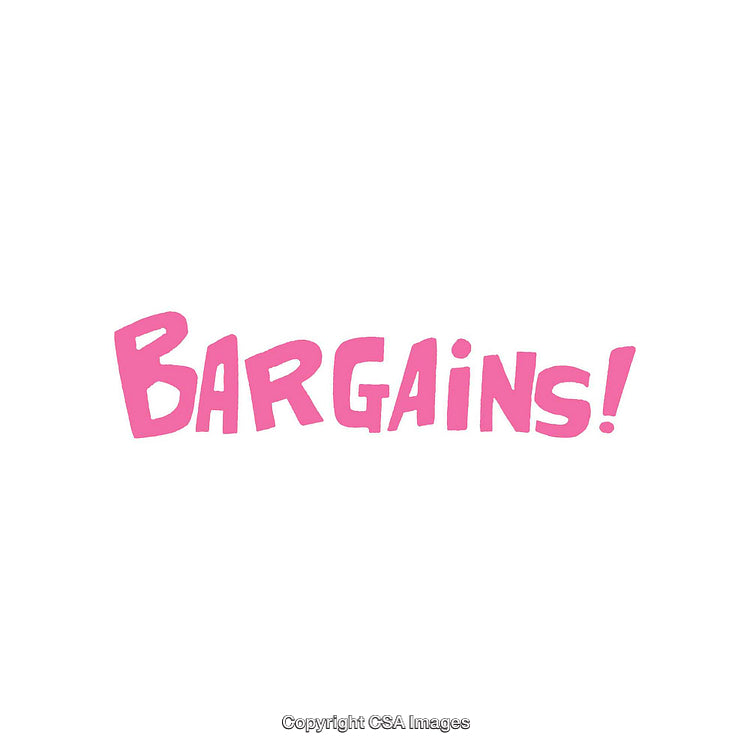 Bold Pink Bargains Lettering on White Background for Promotions