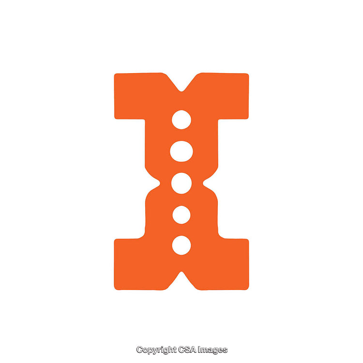 Bright Orange Stylized Letter I Design with Circular Accents