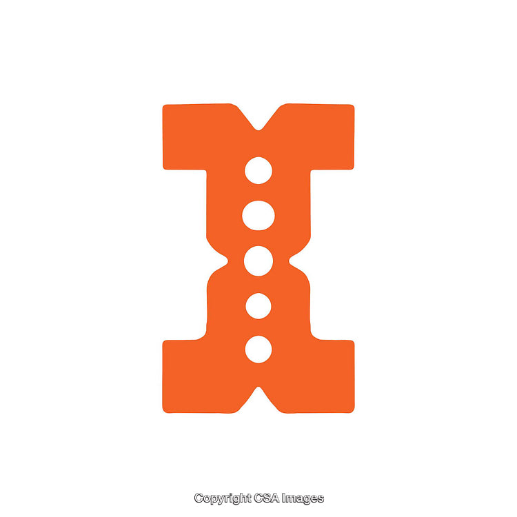 Bright Orange Stylized Letter I Design with Circular Accents