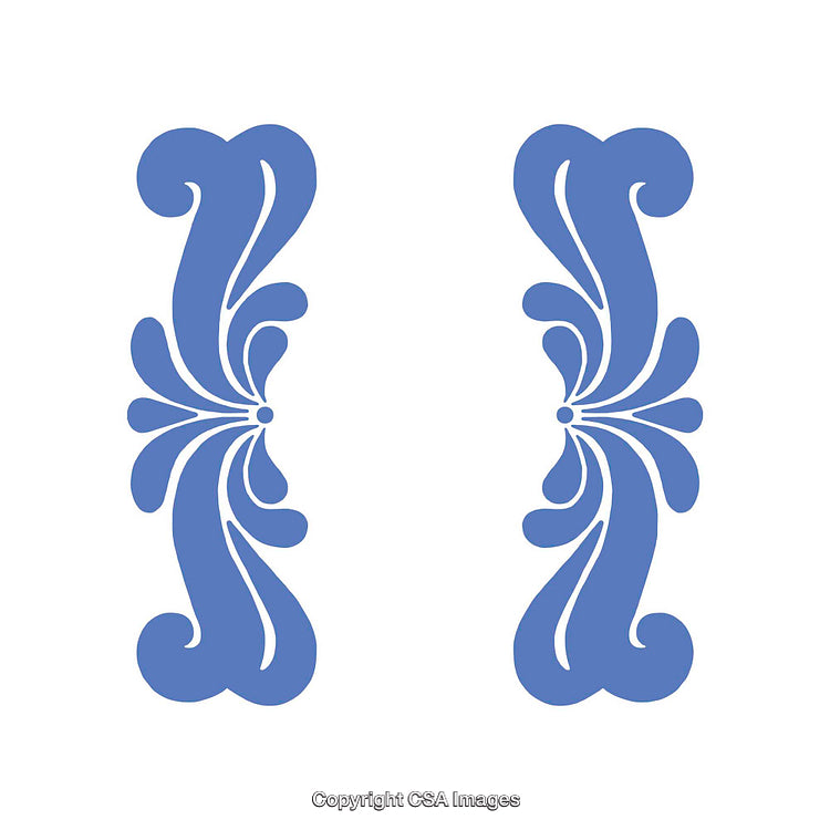 Ornamental Symmetrical Blue Patterns on a White Background