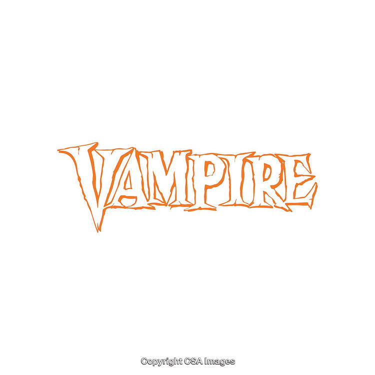 Vintage Orange Vampire Text Design on a Clean White Background