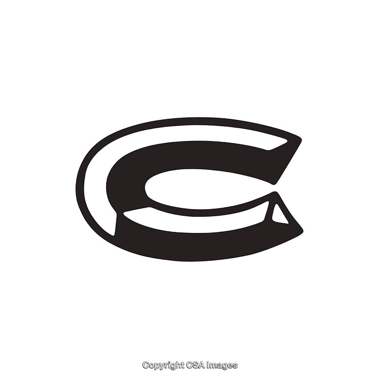 Bold Black Artistic Letter C Isolated on White Background