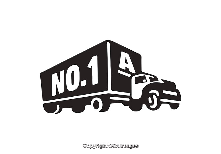 Black and White Illustration of a Truck with NO.1 Marking