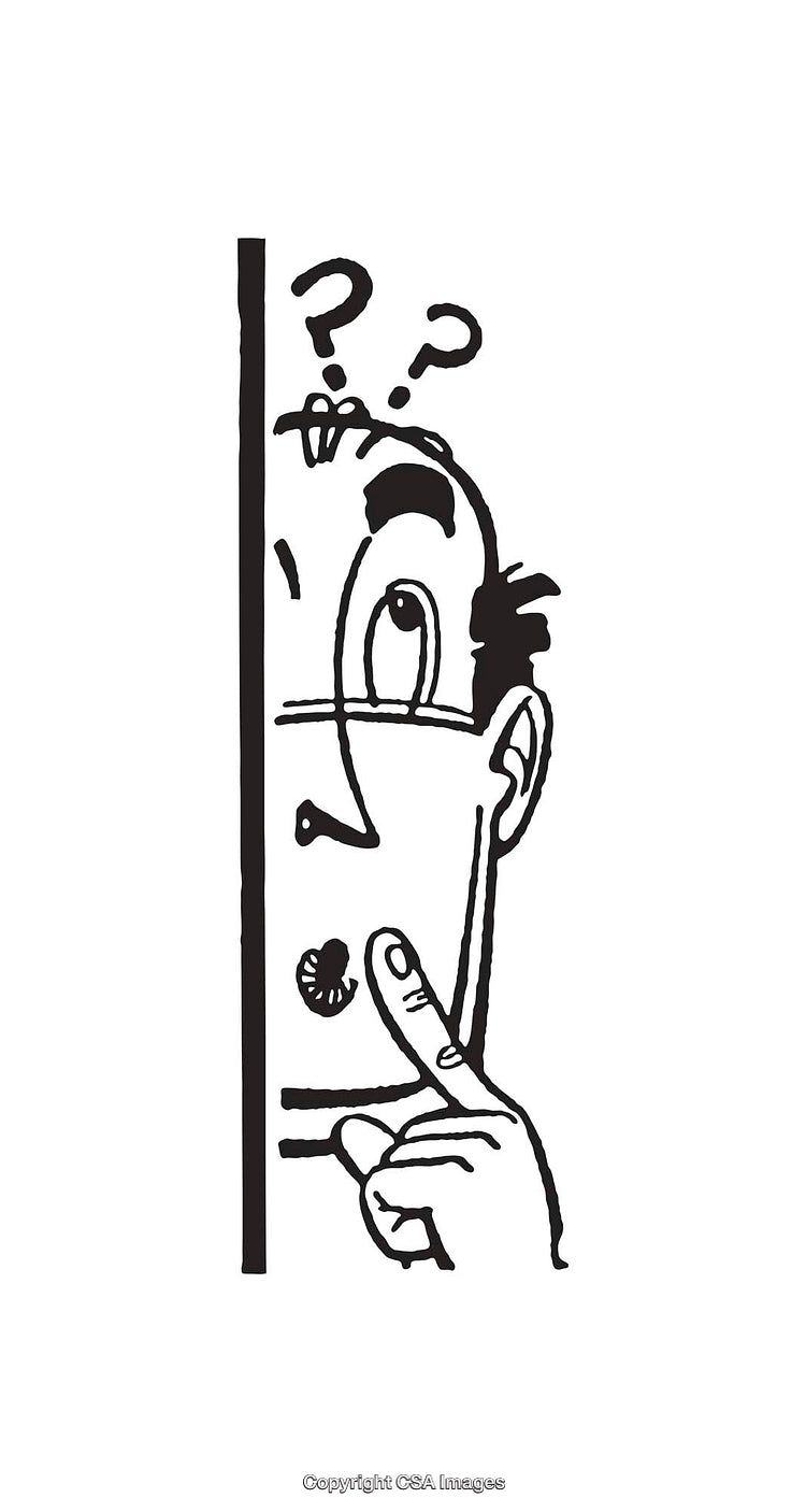 Curious Character Peeking With a Thoughtful Expression in Black and White Artwork