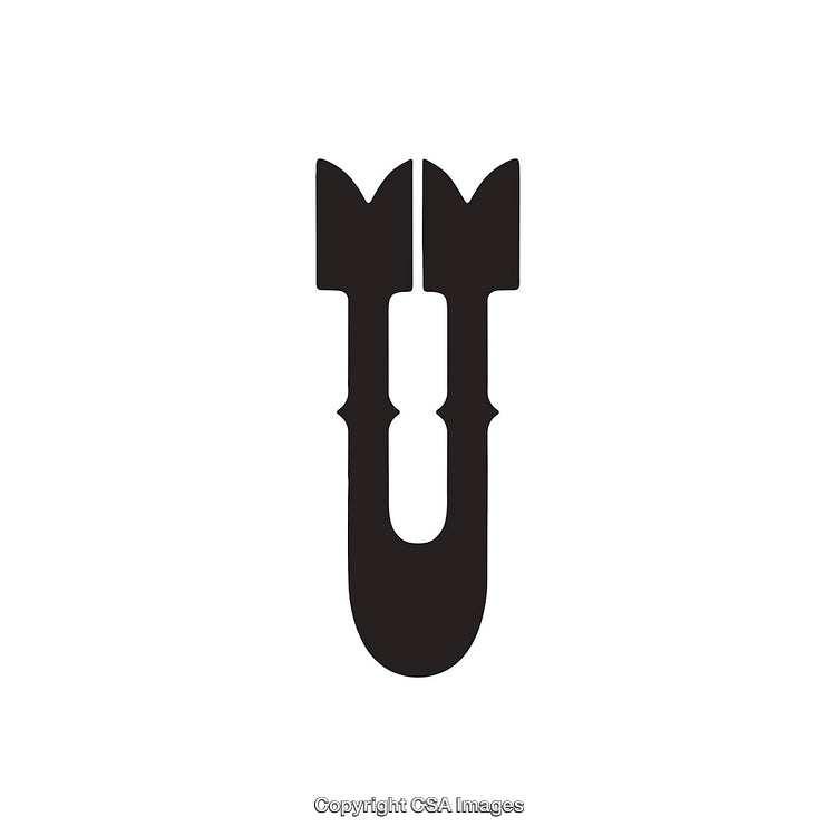 Creative Black Silhouette of the Letter U on White Background