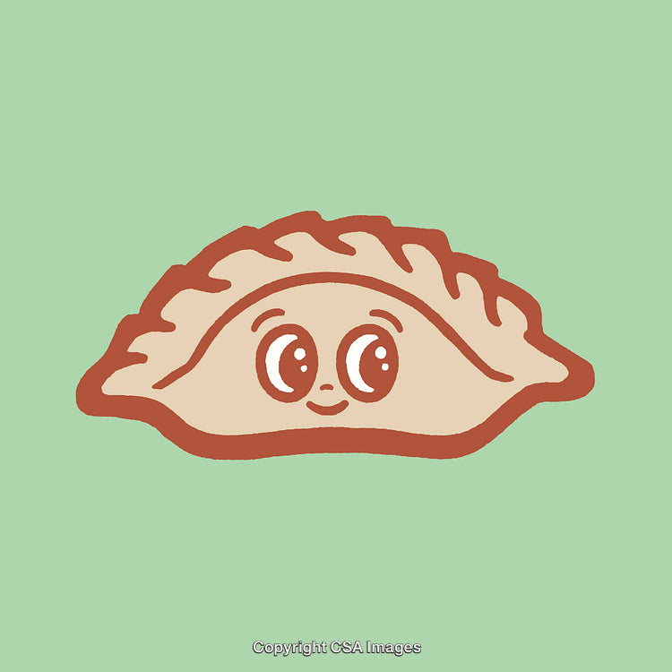 Cute Dumpling Cartoon Illustration on a Pastel Background