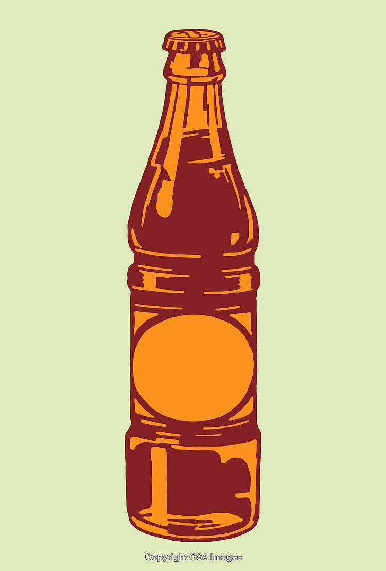 Colorful Line Art Illustration of a Vintage Glass Bottle With Label