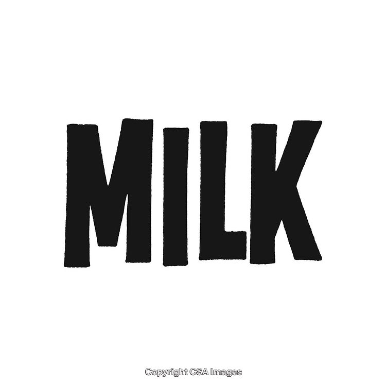 Black Handwritten Milk Text on White Background for Various Designs
