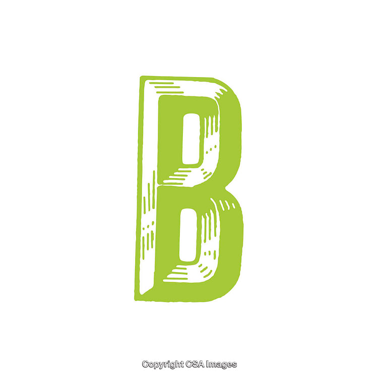 Green Illustrated Letter B With White Background And Textured Style
