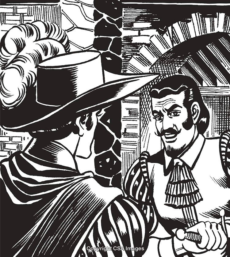 Classic Comic Artwork Depicting Soldiers Interacting in Historical Setting