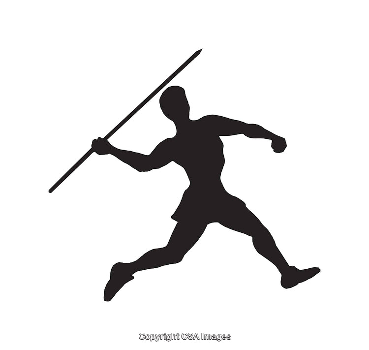 Silhouette of an Athlete Throwing a Javelin in Dynamic Pose