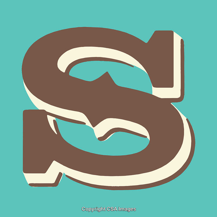 Retro Style Letter S with Vintage Colors on Blue Background