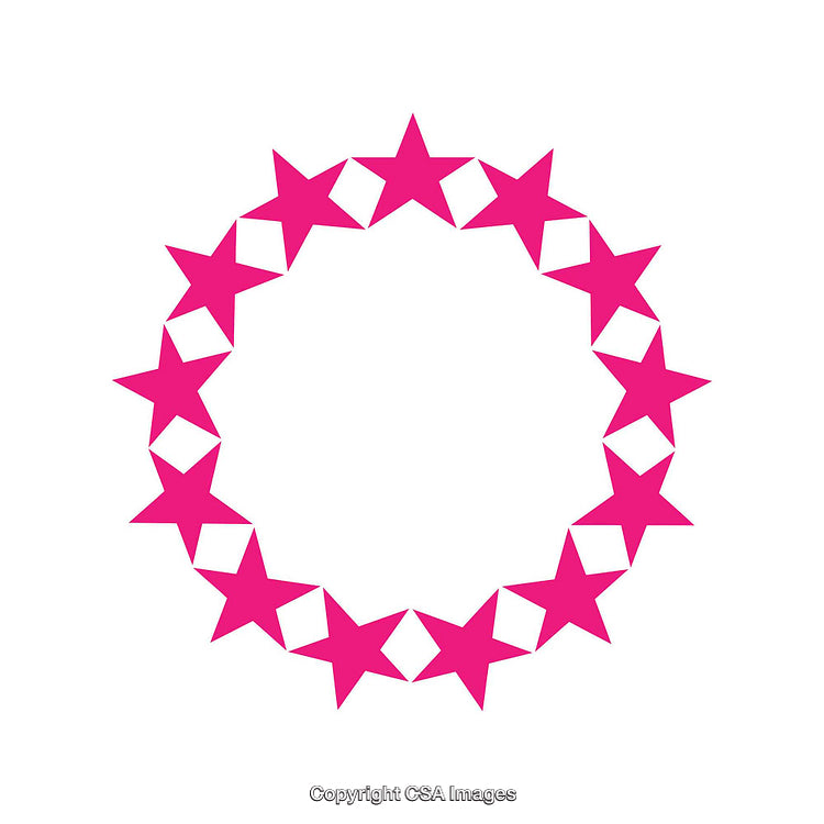 Pink Stars in a Circular Pattern on a White Background